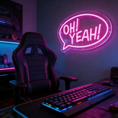 OH! YEAH! LED Neon Sign USB Dimmable Neon Light Sign for Gameroom Bedroom Bar Livingroom Birthday Party Gift Wall Decor