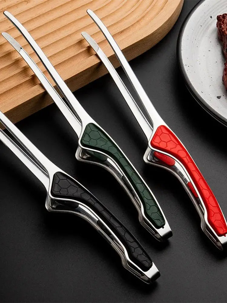 1pc Stainless Steel Kitchen Tongs, Serving Tongs for Cooking, Metal Food Tongs with Non-Slip Comfort Grip, Non-Stick Cooking Ton