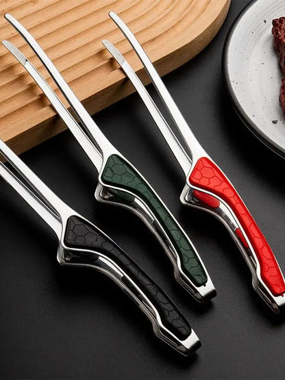 1pc Stainless Steel Kitchen Tongs, Serving Tongs for Cooking, Metal Food Tongs with Non-Slip Comfort Grip, Non-Stick Cooking Ton
