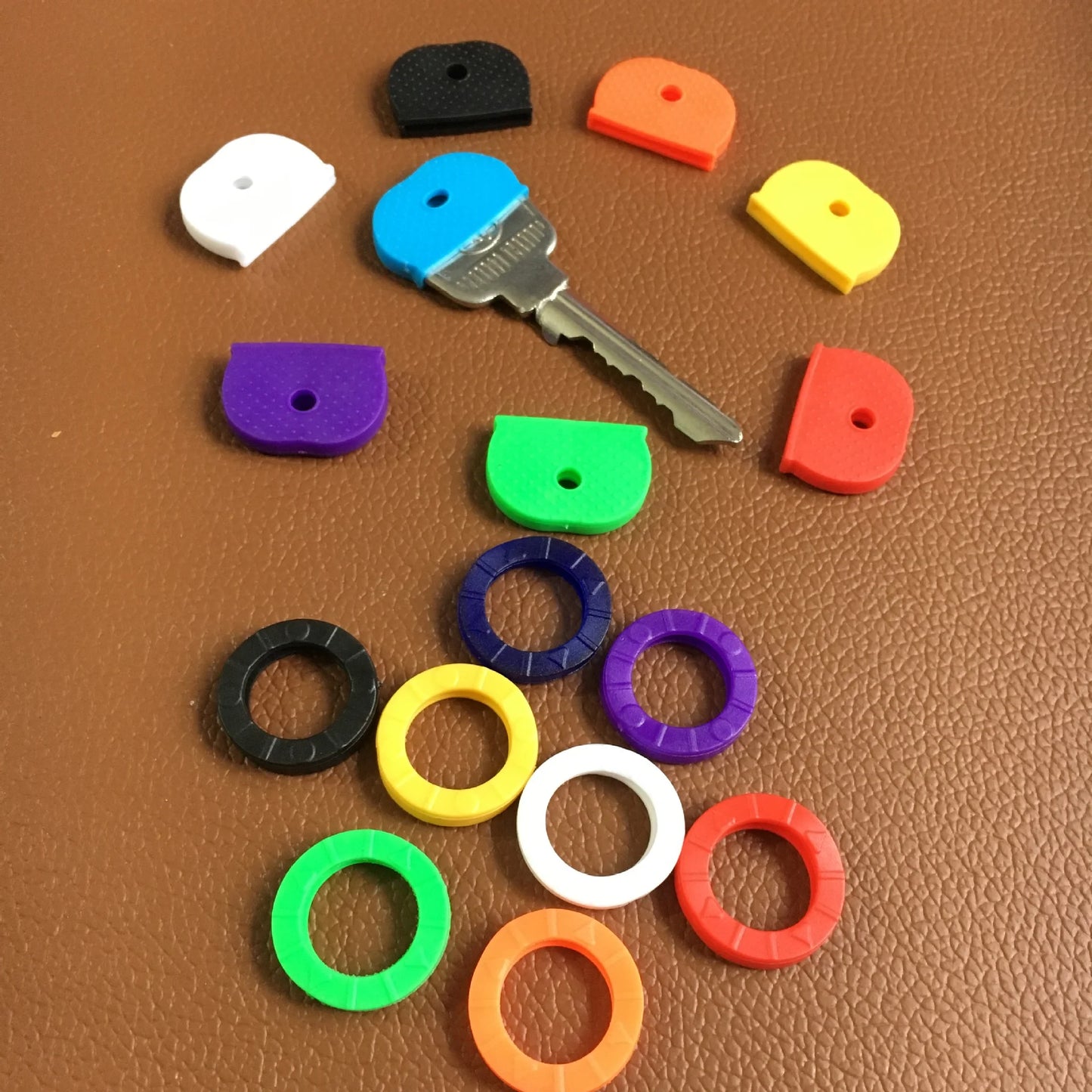 10-32pcs Color Key Sleeve Mixed Color Soft Silicone Elastic Key Ring DIY Key Pendant Marking to Distinguish The Key