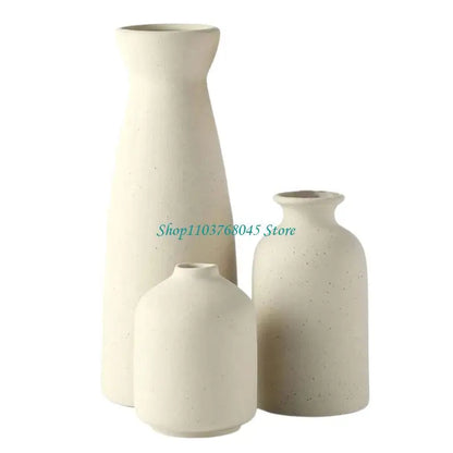 R53F 3Pcs Ceramics Vases for Florals Decoration Contemporary Geometrics Living Room Centerpieces
