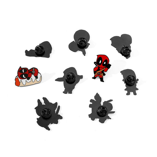 3 Pcs cartoon characters Metal Badge Deadpool Enamel brooch Men's and women's Clothing Bags  Accessories Decorative pins