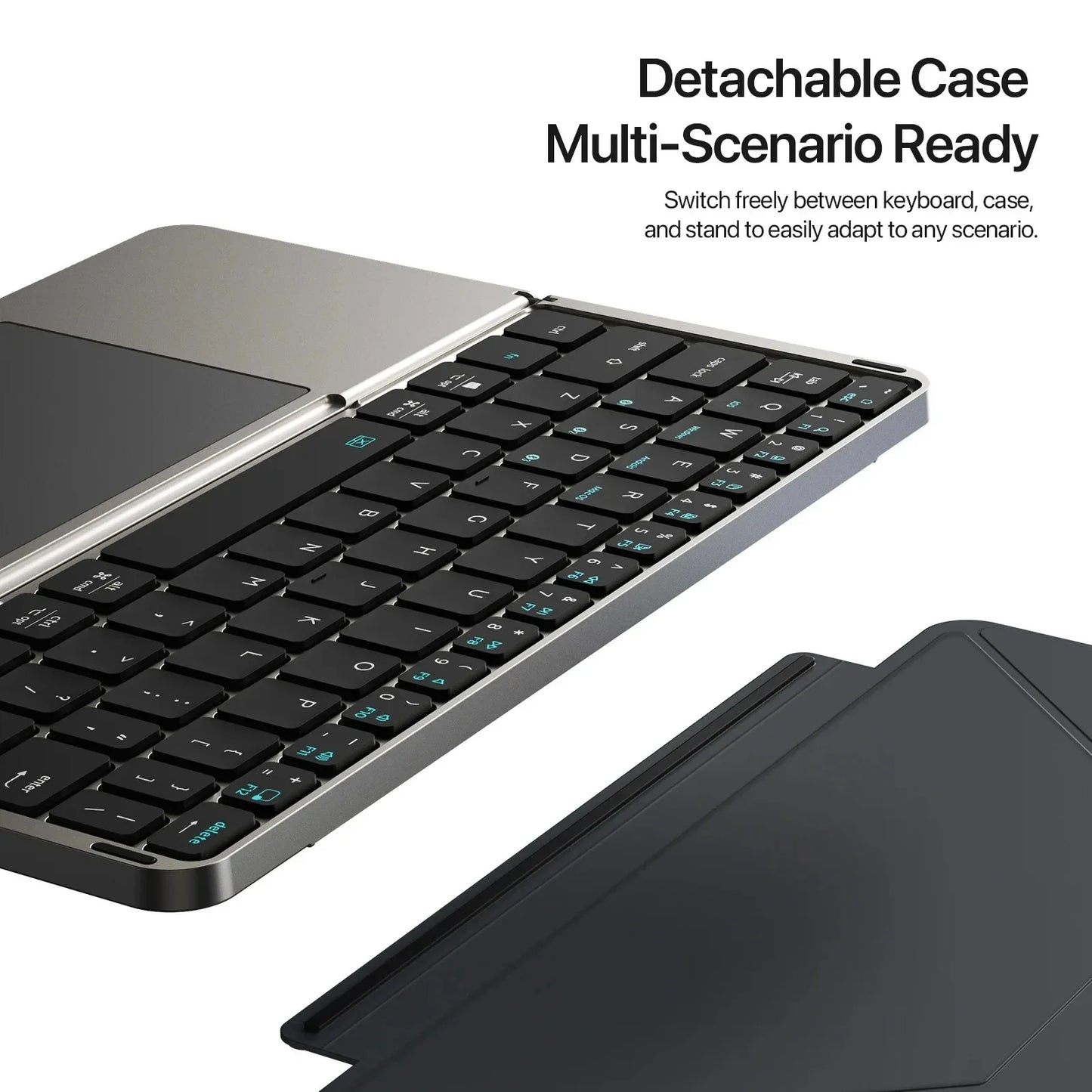 Foldable Bluetooth Keyboard with Touchpad & Phone Holder, Bluetooth 5.0 Multifunctional Wireless Keyboard for Phone Tablet PC