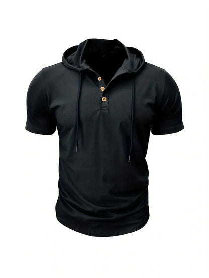 Men T Shirts  Summer Slim Fitness Hooded Short-Sleeved Bodybuilding Quick Dry Tshirt Male Gym Clothes Breathable Sports Tops