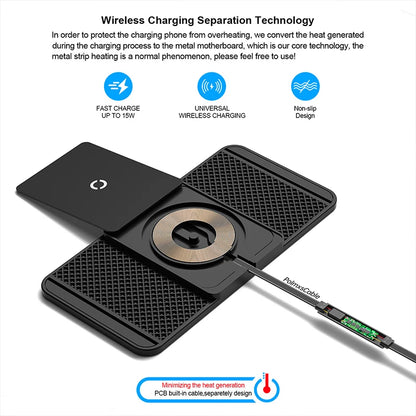 Magnetic Wireless Car Charger 15W Charging Pad Charger Wireless Charger Car Non-Slip Type C For iPhone 17 16 15 14 Pro Xiaomi 17