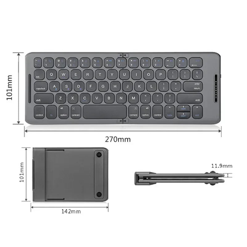 Foldable Bluetooth Keyboard USB Type C for Windows Android IOS for iPad Computer Tablet PC Phones Mice Key Board 3-Device Sync