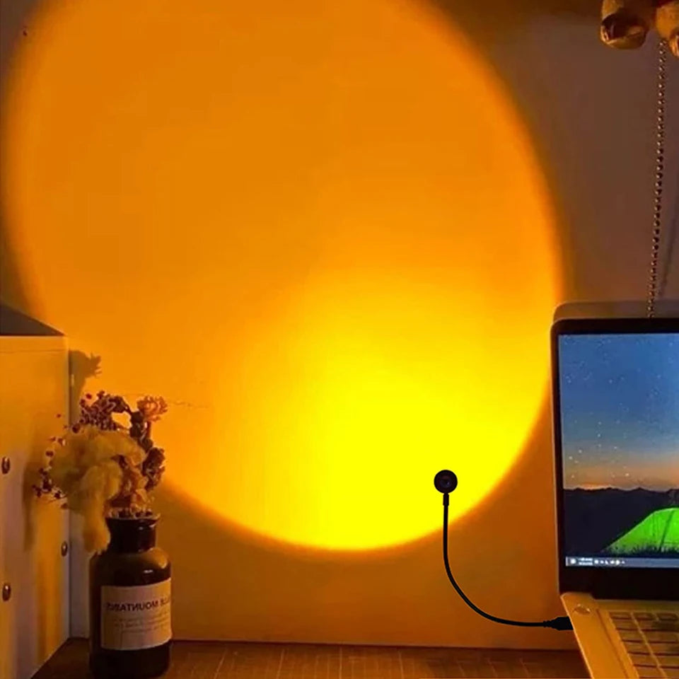 USB Sunset Lamp LED Rainbow Neon Night Light Projector Photography Wall Atmosphere Lighting for Bedroom Room Decor Nightlights