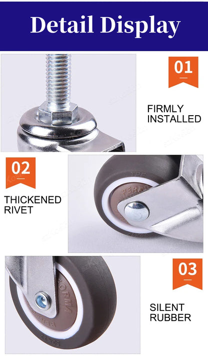 4pcs Furniture Casters Wheels Soft Rubber Swivel Caster Quite Roller Wheels for Trolley Baby Crib Bed Wheels Household Accessory
