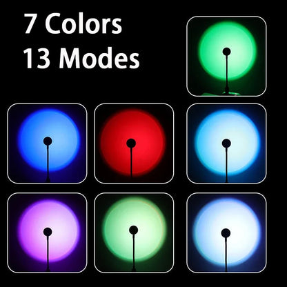 Sunset Lamp LED USB Rainbow Neon Night Light Projector Photography Wall Atmosphere Lighting for Bedroom Room Decor Gift