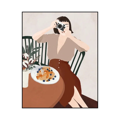 Wall Art Canvas Painting Abstract Boho Girl Book Nordic Posters and Prints Flowers Cactus Wall Pictures for Living Room