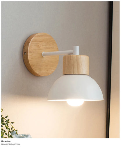 Nordic LED Wall Lamp Wood Creative Lighting Fixture Guest Room Balcony Staircase Sconce Bedroom Bedside Decor Light with bulb