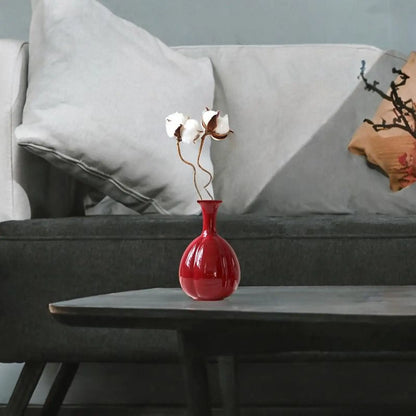 Ceramic Red Vase Creative Modern Rustic Flower Vases Desktop Ceramic Vase for Shelf Kitchen Dining Room Bookshelf Home Decor
