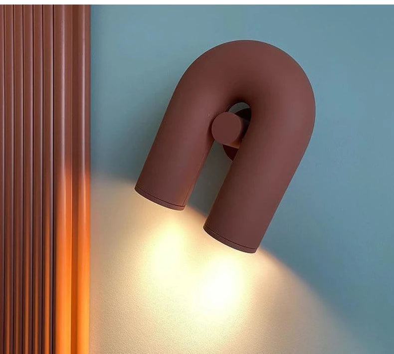 Nordic LED Wall Light U Shaped Art Lamps For Bedroom Bedside Living Room Corridor TV Background Home Indoor Simple Decor Fixture