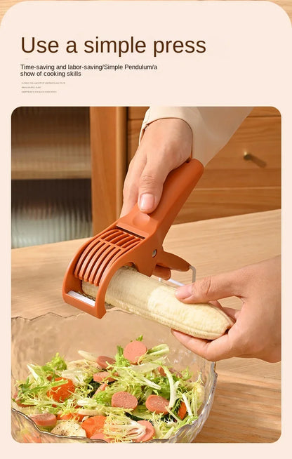 Fruit & Vegetable Slicer, Food - Grade Spring - Clip Cutter, Wavy Blade Even Slicing Kitchen Tool