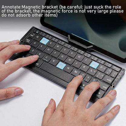 Foldable Bluetooth Keyboard with Magnetic Stand Aluminum Alloy Mini Folding Keyboard Rechargeable Keyboard for Tablet,iPad