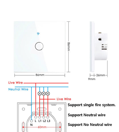 Work with Tuya WIFI Smart Home Wireless Remote Control Switch Light Wall US/EU Glass Touch Panel Voice by Alexa Google Home