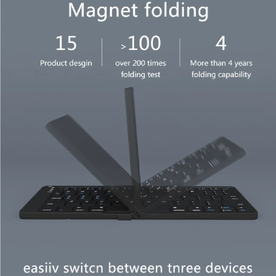 Foldable Bluetooth Keyboard Wireless Folding Keyboard for iPhone ipad Smartphone Mini Rechargeable Travel Keyboard Russia/Korea