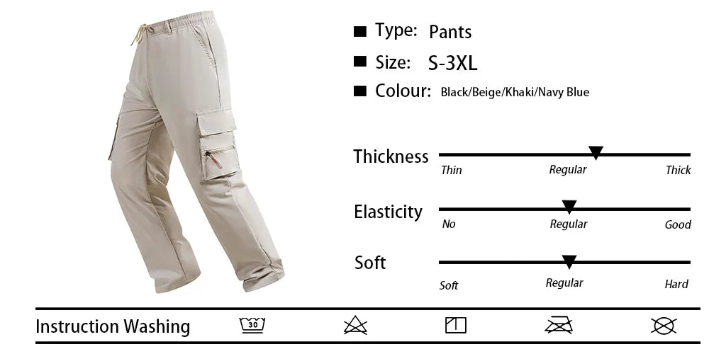 Men's Cargo Pants Spring Autumn Multi-Pockets Work Trousers Outdoor Casual Solid Color Long Pants Hiking Jogger Male Clothing