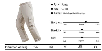 Men's Cargo Pants Spring Autumn Multi-Pockets Work Trousers Outdoor Casual Solid Color Long Pants Hiking Jogger Male Clothing