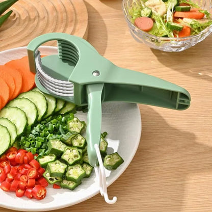 Fruit & Vegetable Slicer, Food - Grade Spring - Clip Cutter, Wavy Blade Even Slicing Kitchen Tool