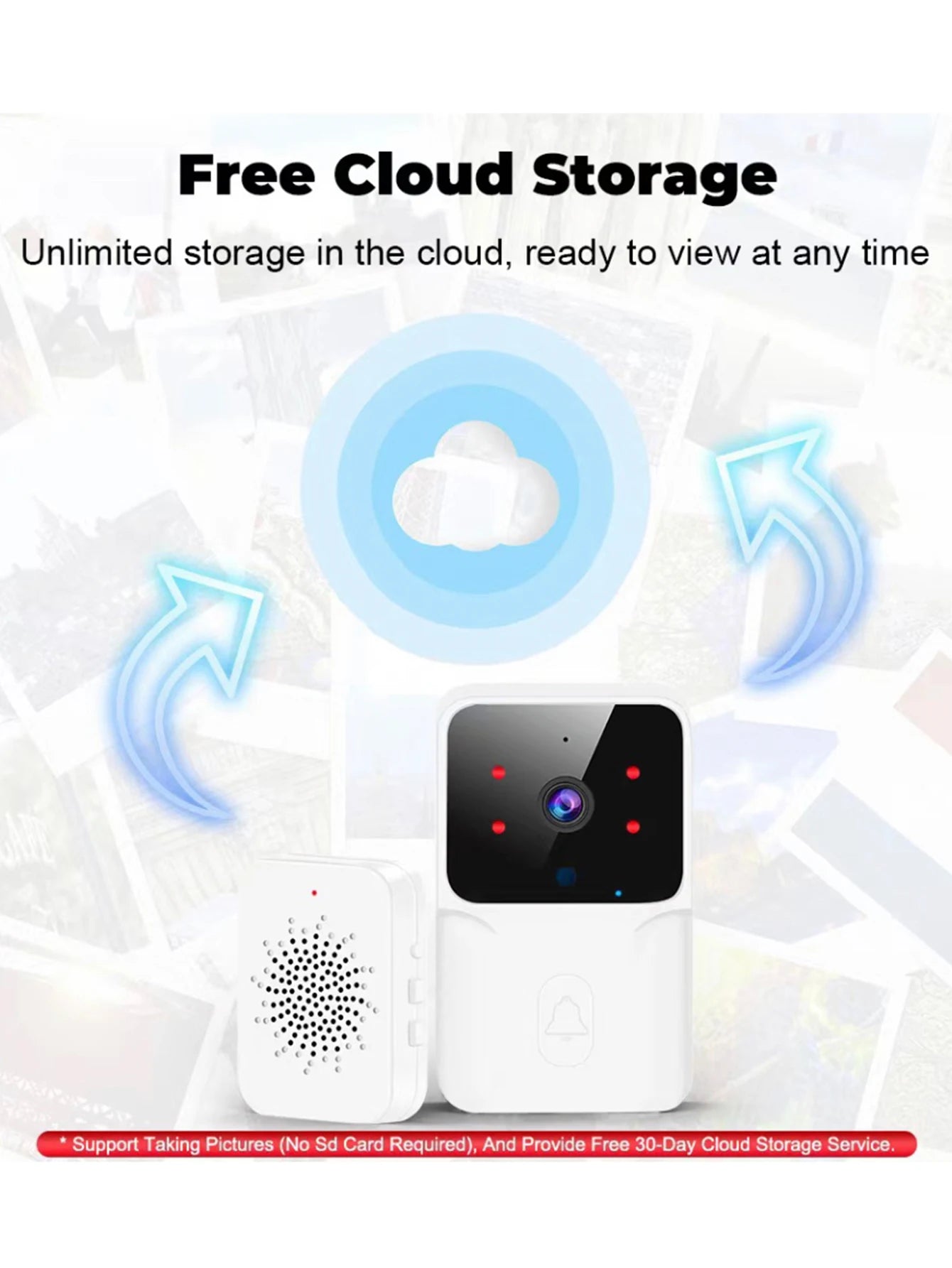 HD Night Vision Low Power WIFI Rechargeable Video Doorbell 1 Drag 1 Intelligent Security Home Intercom