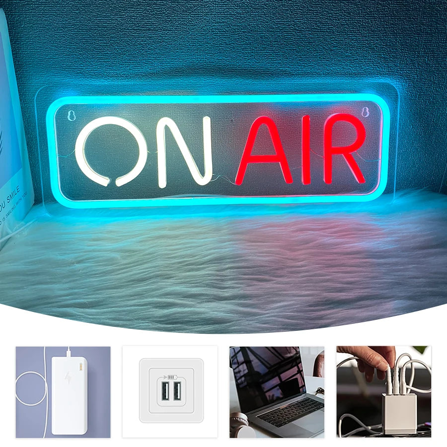 On Air Led Neon Sign, Used For Wall Decor, Game Player Live Broadcast, Music Studio, Recording Studio, Bar, Party Wall Lamp.