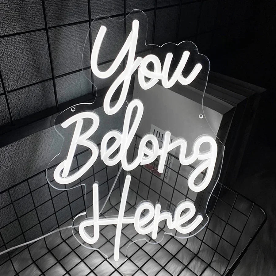 Led Neon Light For Classroom Decor,Bedroom Dorm,Office,Game Room,Man Cave,Party，You Belong Here Neon Sign For Wall Decor.