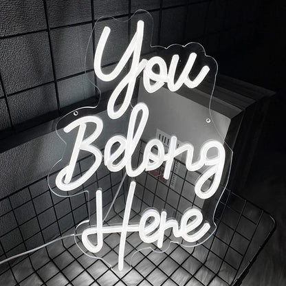 Led Neon Light For Classroom Decor,Bedroom Dorm,Office,Game Room,Man Cave,Party，You Belong Here Neon Sign For Wall Decor.