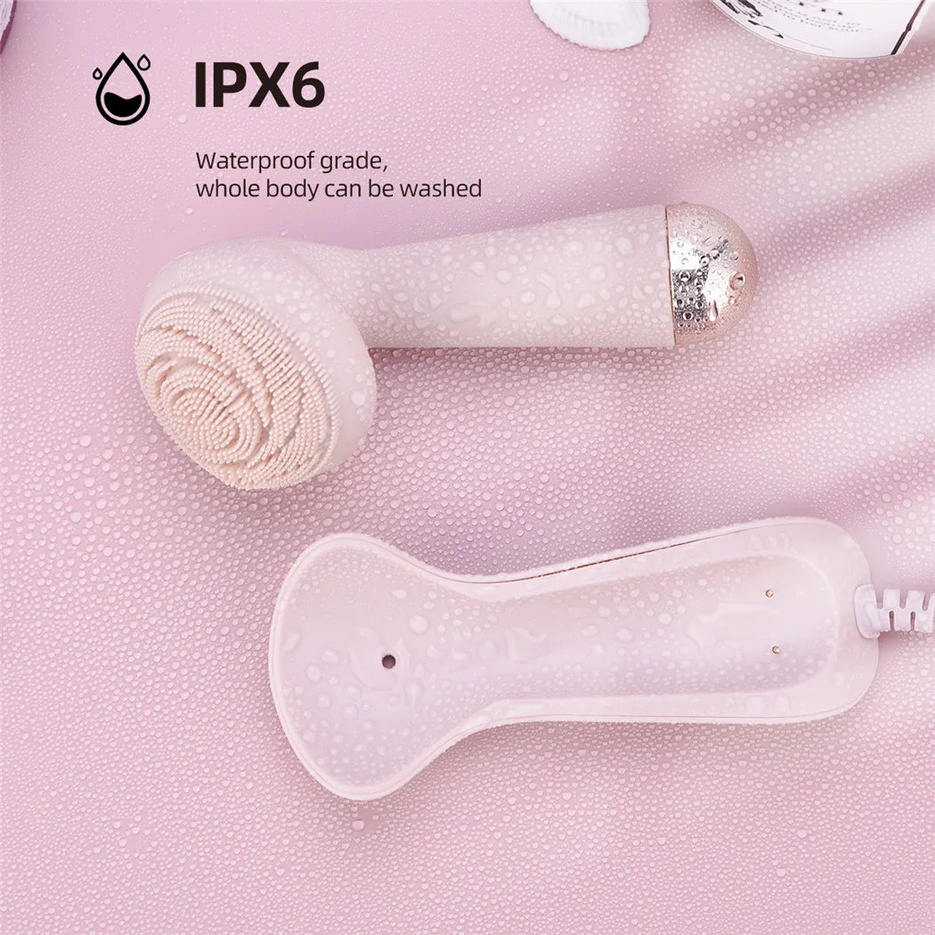 Rechargeable Electric Silicone Facial Cleansing Brush – Waterproof Vibration Massage Tool for Deep Pore Cleansing