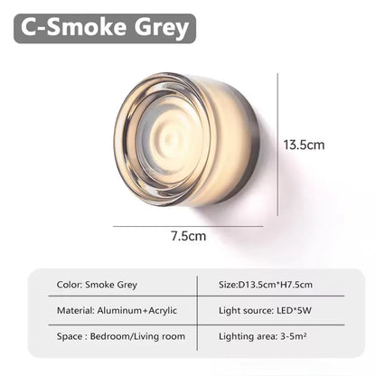 Nordic LED Wall Lamp Designer Small Wall Sconces Bedside Room Decor Light Living Room Hotel Aisle Smoke Grey Lighting Fixture