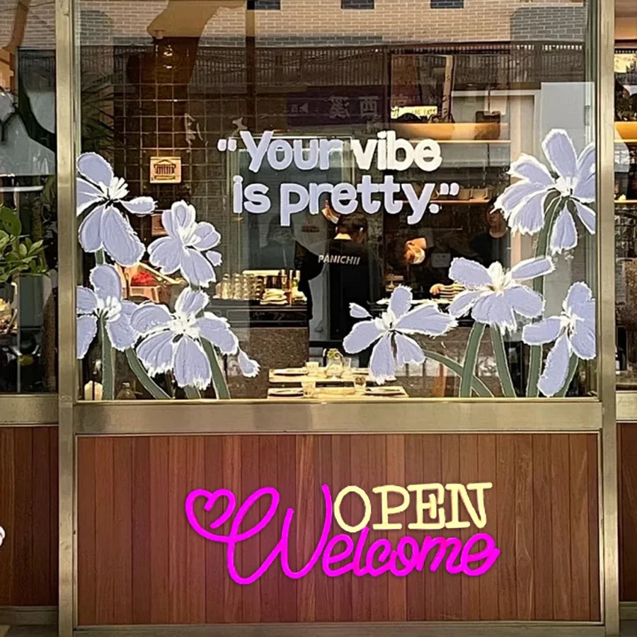 LED Neon Open Sign for Business, Led Neon Lights for Party Bar Salon Stores Hotel Wall Decor Come in we're Open,USB Powered