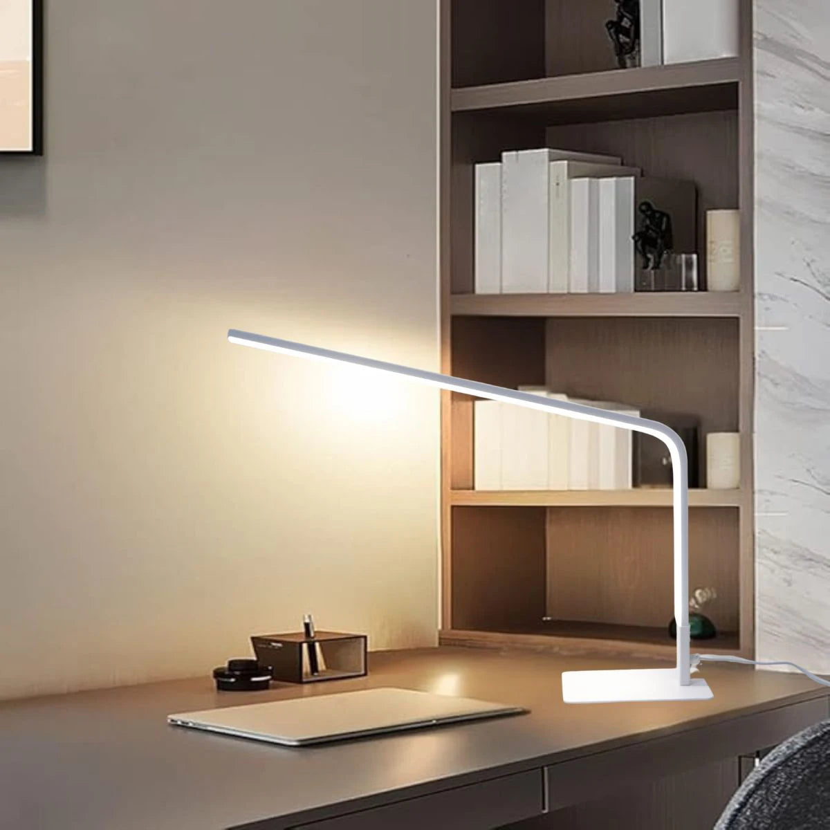 USB powered LED reading desk lamp with eye protection design, adjustable brightness and color change, suitable for home office a