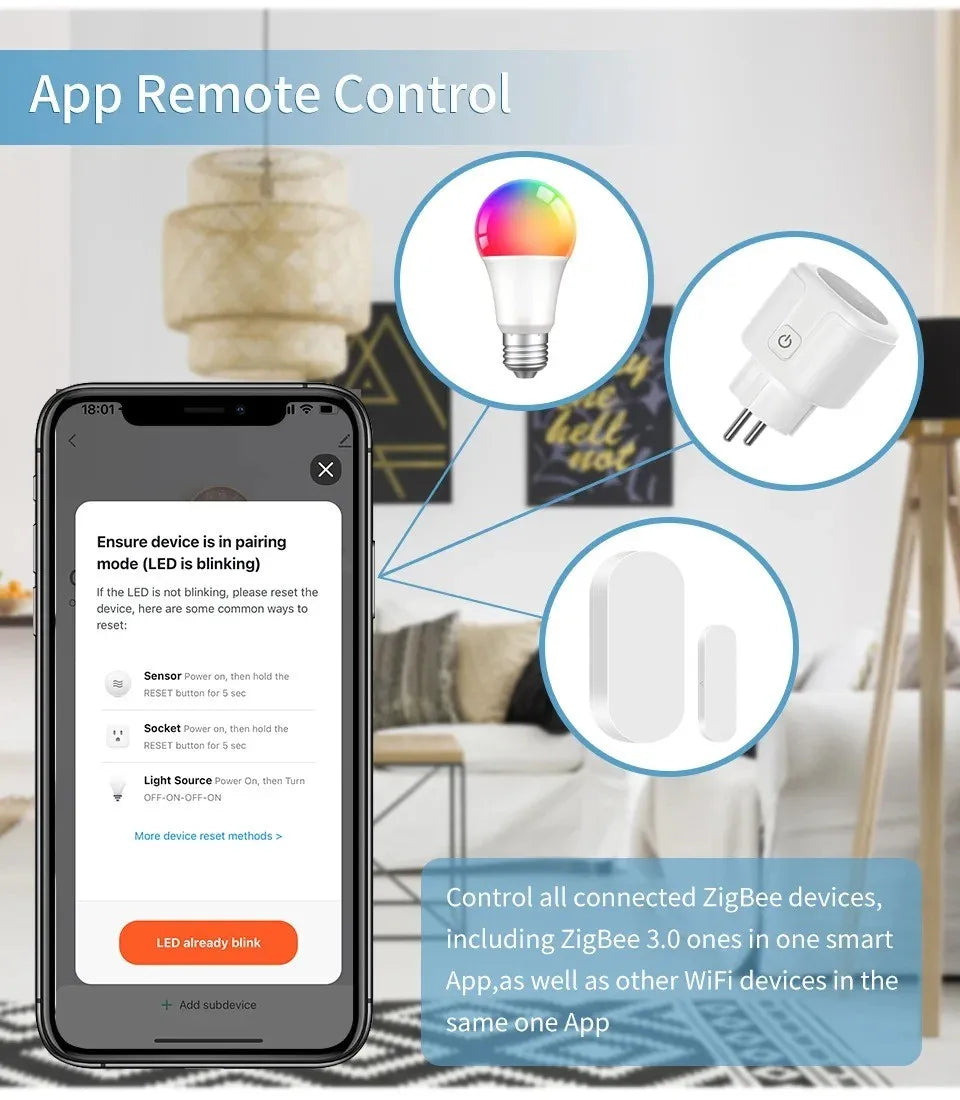 Wireless  Multi-mode Smart Gateway ZigBee Bluetooth Mesh Hub Work with Tuya Smart life App Voice Control via Alexa Google Home
