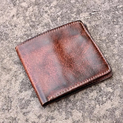 Handmade Leather Wallet for Men Bifold Minimalist Wallet Men Wallets
