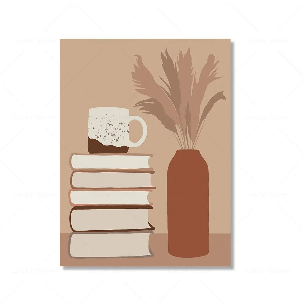 Wall Art Canvas Painting Fashion Black Girl African Woman Reading Posters Coffee Prints Home Wall Picture Living Room Decorat