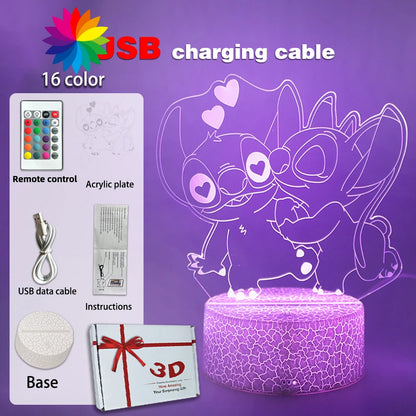 LED Night Light Illusion Stitch Lamps Remote Control Smart Touch Home Room Decor Lamp Christmas Valentine's Day Birthday Gifts