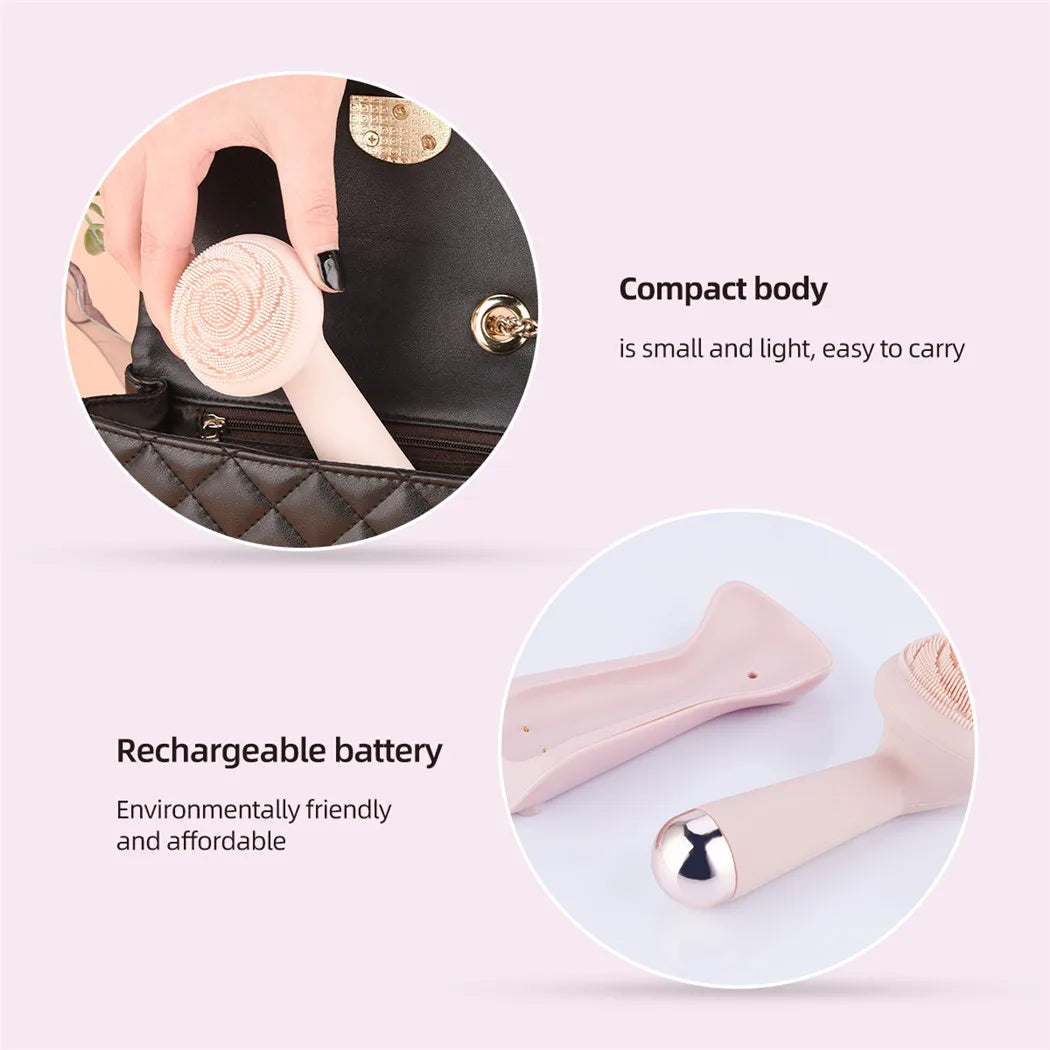 Rechargeable Electric Silicone Facial Cleansing Brush – Waterproof Vibration Massage Tool for Deep Pore Cleansing