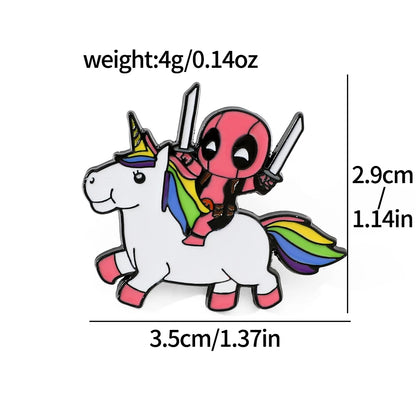 3 Pcs cartoon characters Metal Badge Deadpool Enamel brooch Men's and women's Clothing Bags  Accessories Decorative pins