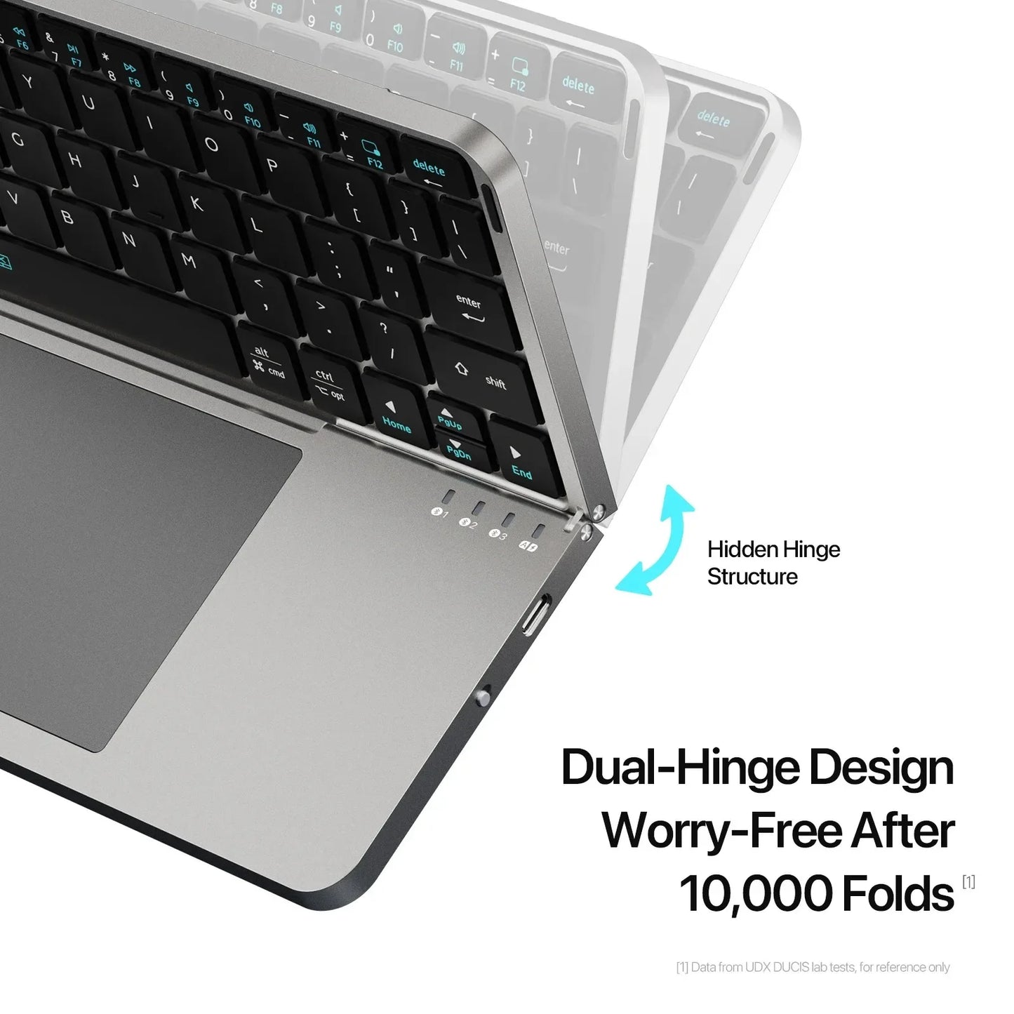 Foldable Bluetooth Keyboard with Touchpad & Phone Holder, Bluetooth 5.0 Multifunctional Wireless Keyboard for Phone Tablet PC