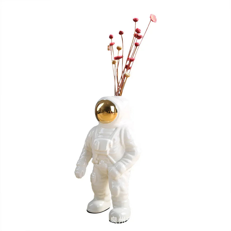 European Ceramic Vase Handwork Astronaut Living Room Modern Ornaments Office Desktop Flower Vases Creativity Home Decoration
