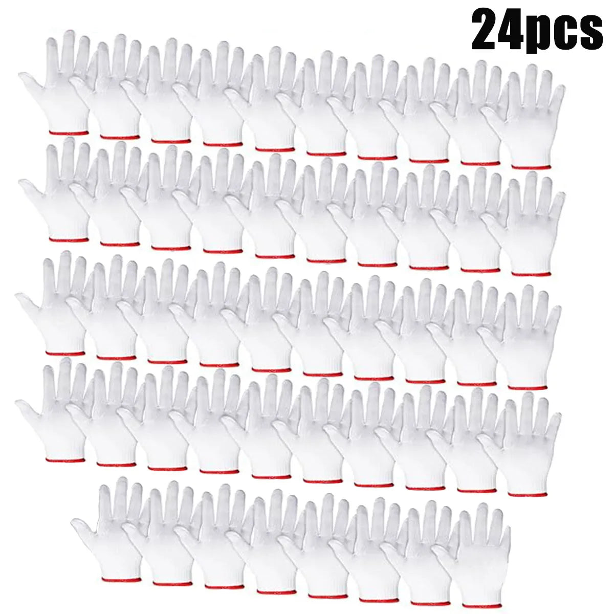 Hand Working Gloves Safety Grip Protection Work Gloves Men Women BBQ Thick Cotton White(Pack of 12 Pairs)