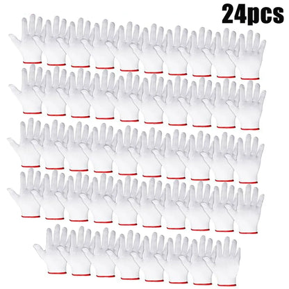 Hand Working Gloves Safety Grip Protection Work Gloves Men Women BBQ Thick Cotton White(Pack of 12 Pairs)