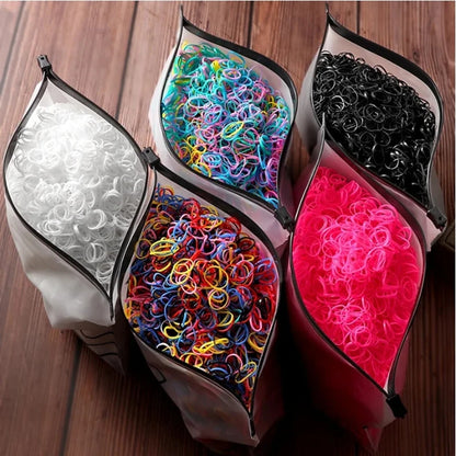 500/1000/2000pcs Girls Colourful Disposable Rubber Band Hair Ties Headband Children Ponytail Holder Bands Kids Hair Accessories