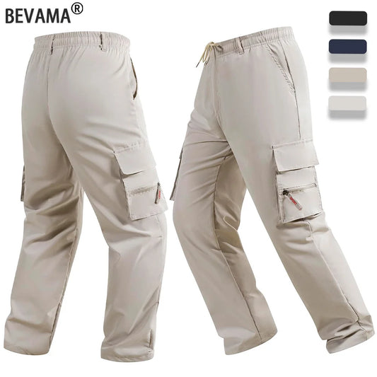 Men's Cargo Pants Spring Autumn Multi-Pockets Work Trousers Outdoor Casual Solid Color Long Pants Hiking Jogger Male Clothing