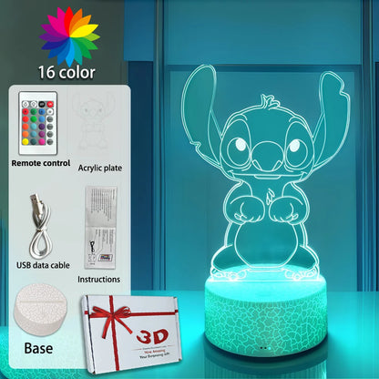 LED Night Light Illusion Stitch Lamps Remote Control Smart Touch Home Room Decor Lamp Christmas Valentine's Day Birthday Gifts