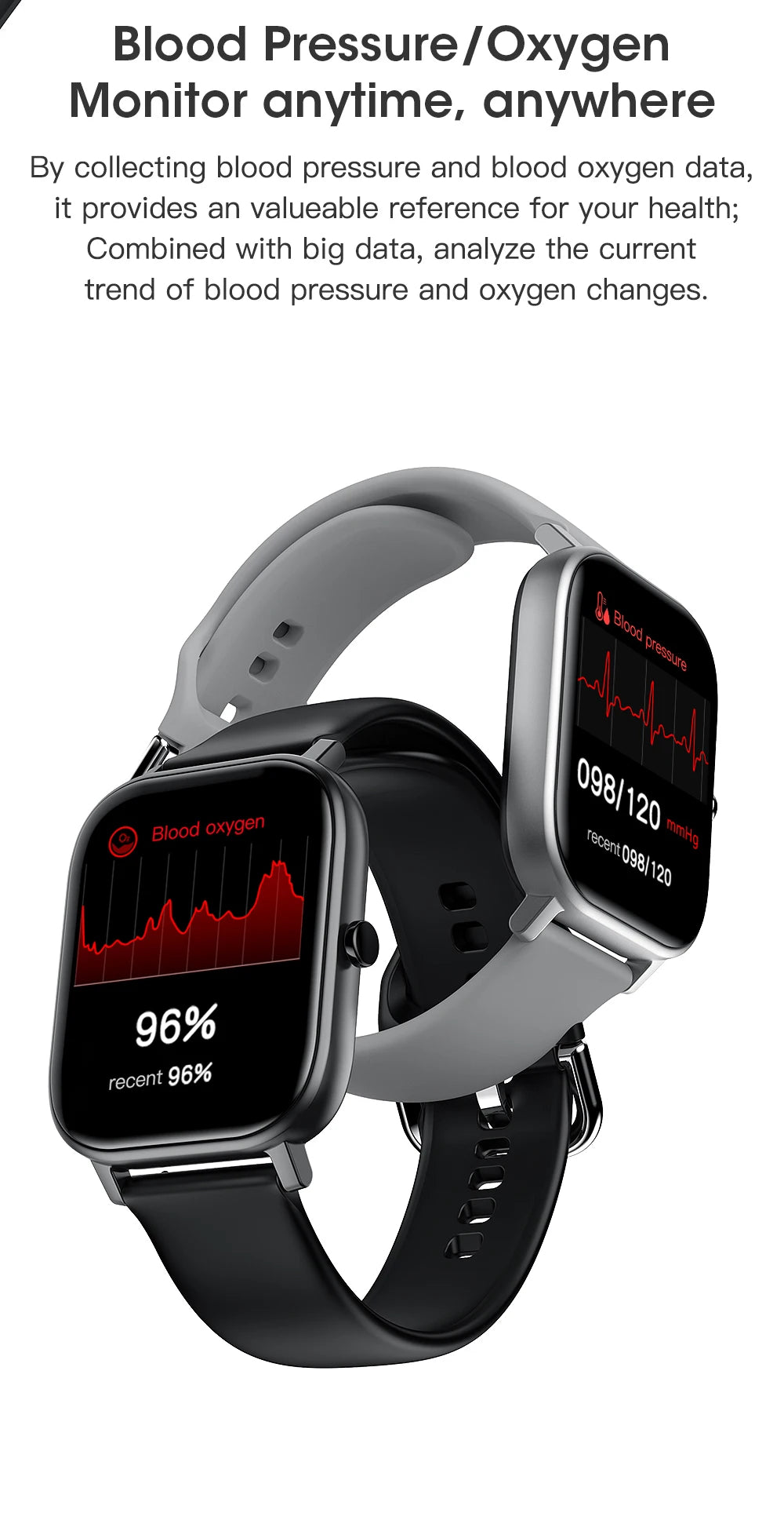 New Smart Watch Men 24H Health Monitor Sports Fitness Tracker Custom Watch Face Smartwatch Women 20MM Strap for Android Ios