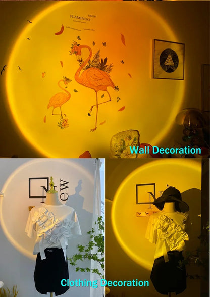 USB Sunset Lamp Sunset Projector Mood Light Living Room Bedroom Night Light Indoor Decor Bar Atmosphere Photography Background