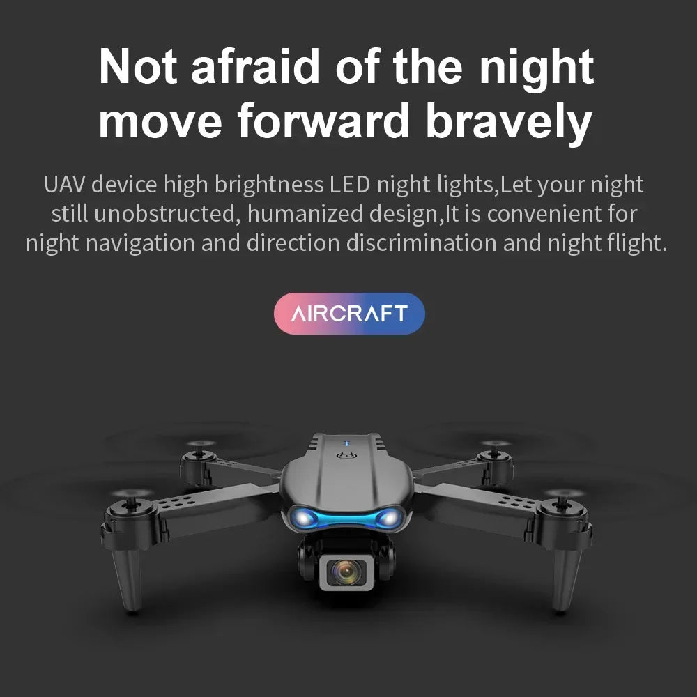 E99Pro HD Drone. 4K dual WiFi FPV, obstacle avoidance. Professional quadcopter for aerial photography.
