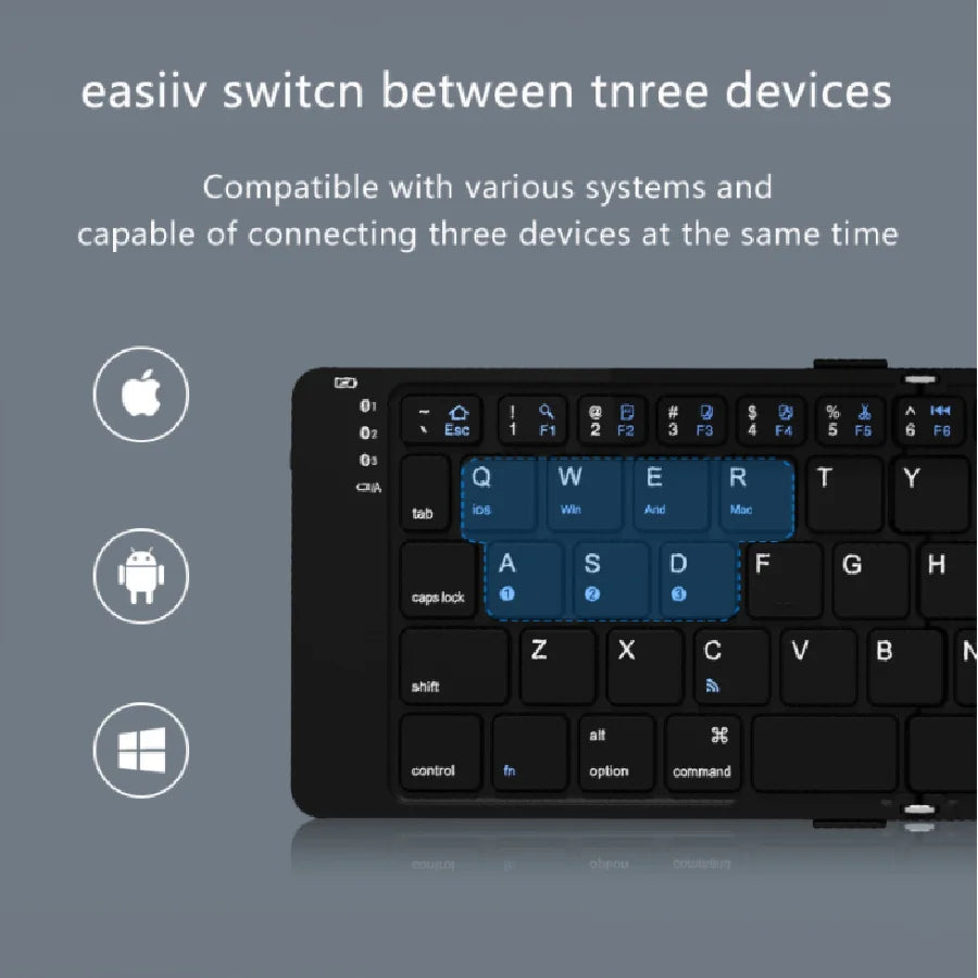 Foldable Bluetooth Keyboard Wireless Folding Keyboard for iPhone ipad Smartphone Mini Rechargeable Travel Keyboard Russia/Korea