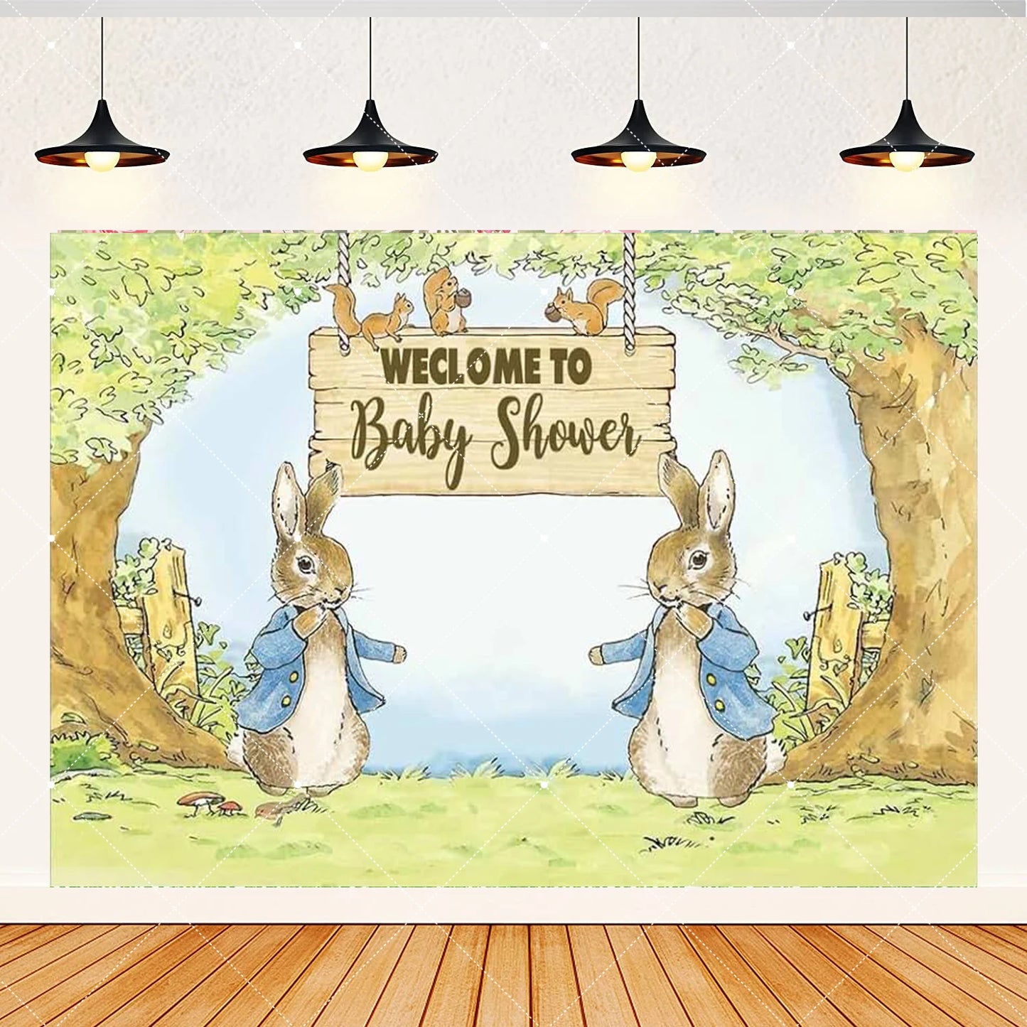 Spring Rabbit Background Kids Birthday Party Baby Shower Decor Rabbit Peter and His Animal Friends Vegetable Garden Photo Props